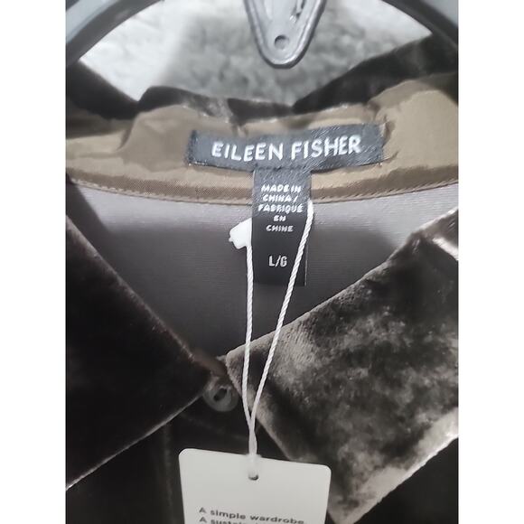 NWT Eileen Fisher Fine Jersey Classic Collar Long Sleeve Shirt Sz L F2vl2-t5786m - Picture 7 of 8